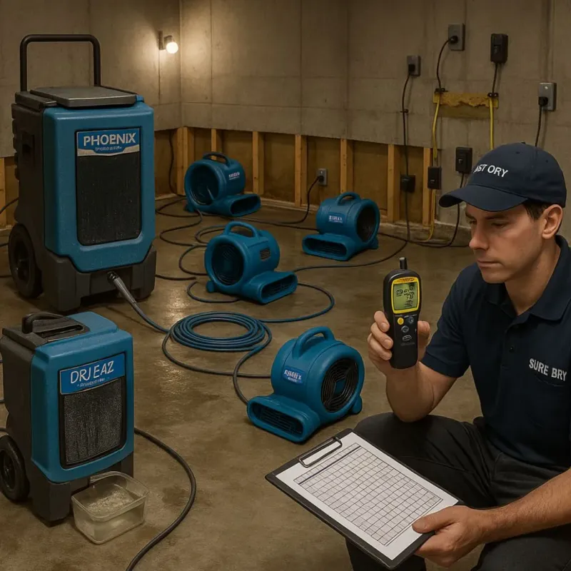 Structural Drying and Dehumidification process in North Reading, MA
